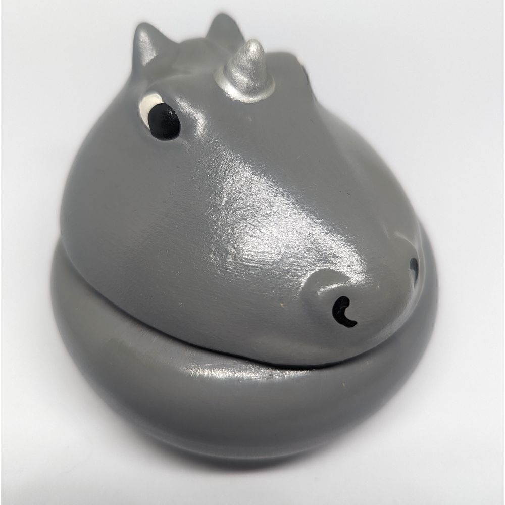 Handmade ceramic clay gray unicorn dish catchall cup jewelry box
